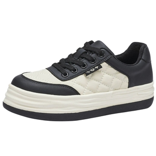 戈美其真皮加绒小白鞋女春季新款爆款百搭溶解厚底运动鞋板鞋