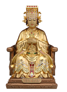 纯铜彩绘贴真金精品妈祖娘娘佛像
