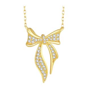 周大生20不惑联名款蝴蝶结项链小众设计纯银首饰生日礼物送女友