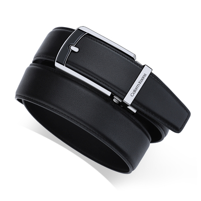 Calermkeens头层牛皮自动扣腰带