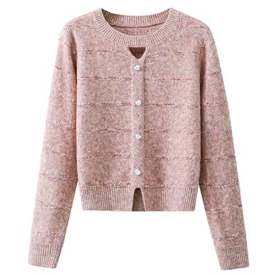 夕蒙2025新款冬季韩系软糯针织上衣慵懒风小众高级感粉色套头毛衣