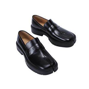 InkingPot彭姐 英伦风复古一脚蹬tabi分趾皮鞋猪蹄鞋真皮厚底单鞋