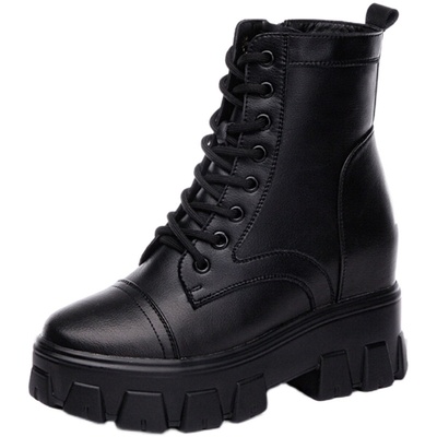 小个子内增高马丁靴女加绒保暖