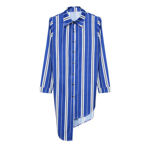 不规则白衬衫女中长款衬衣女款2025新款爆款带腰带上衣外套衬衫裙