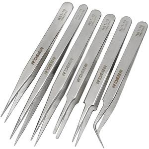 飞鹿不锈钢镊子长尖头防静电子维修工具圆弯头夹黑头粉刺燕窝挑毛