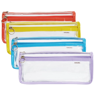 日本日本樱花透明笔袋考试用流行中学生大容量高颜值文具袋便携拉链袋女简约日系男生双层铅笔袋考研