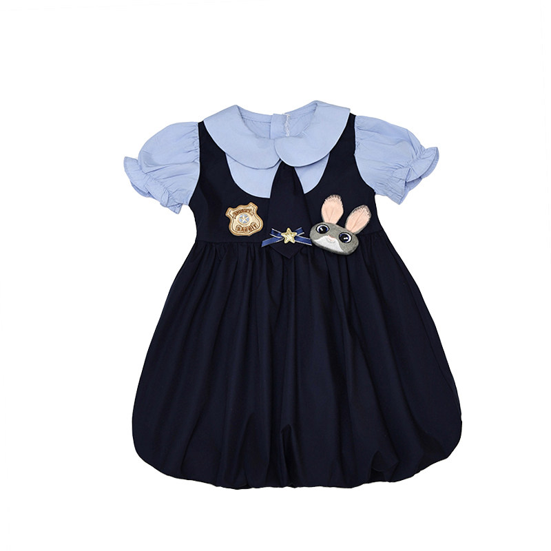 女童裙子疯狂动物城朱迪连衣裙演出服夏季女童兔子警官cos服装