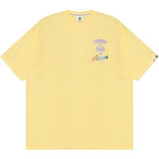 Aape旗舰女装春夏闪粉猿人渐变字母印花休闲宽松短袖T恤1530XXM