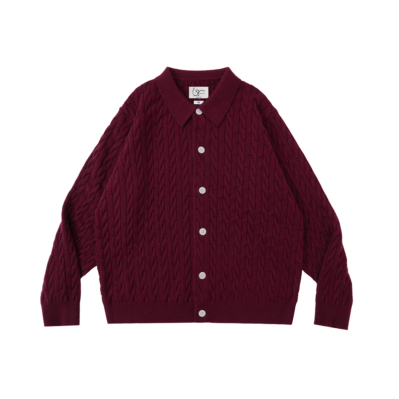 LR MADE 25AW 绞花肌理 保暖轻盈绵羊毛 针织开衫毛衣衬衫外套