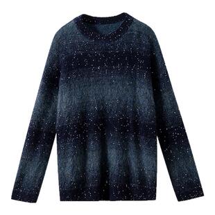 【公主肌放心入】超幼马海毛 渐变色珠片纱亮片针织衫套头毛衣女