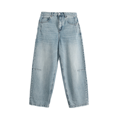 朴术男装宽松直筒牛仔裤