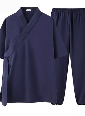 道袍斜襟短袍太极服居士服三清领