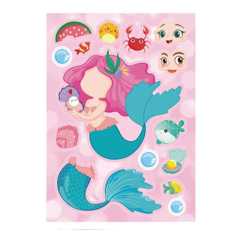 美人鱼Mermaid儿童动漫卡通亲子互动益智拼图玩具贴纸DIY手账贴纸