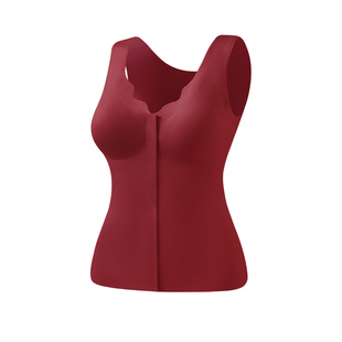 秋冬保暖背心女前开扣双面磨毛蓄暖锁温免穿文胸隐形无痕显瘦打底