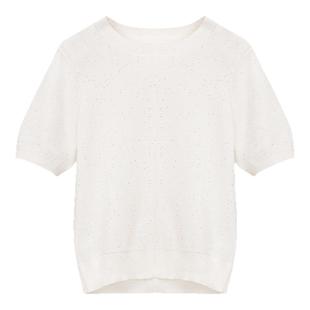 HONRN/红人宽松显瘦短袖薄款圆领套头针织衫上衣女夏HK29OM014