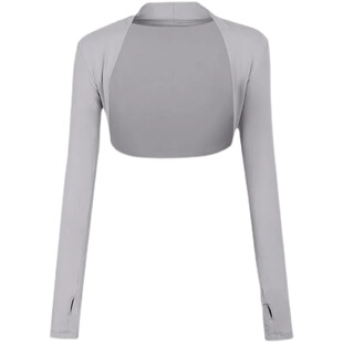 舞蹈运动上衣女开衫健身披肩外穿短款优雅休闲小坎肩瑜伽服长袖秋