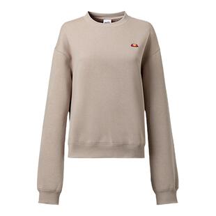 ellesse小贝壳秋季新款圆领卫衣女加厚运动套头衫薄绒休闲上衣