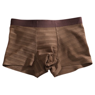 夏季男士冰丝内裤网孔透气男生平角裤简约提花四角裤头男中腰短裤