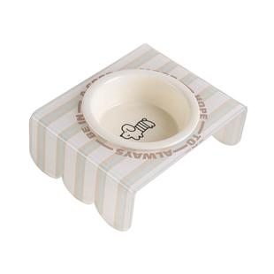 Petdebby条纹宠物碗狗狗慢食碗陶瓷猫碗大口径加高防漏食防打翻