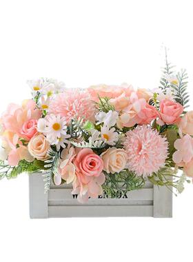 室内仿真花混合式绢花花+栅栏