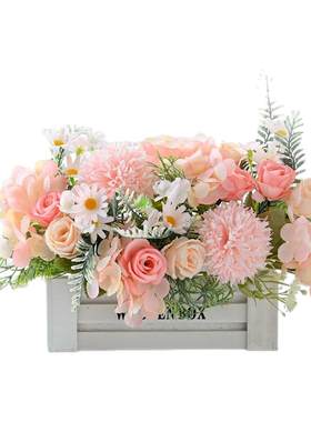 室内仿真花混合式绢花花+栅栏