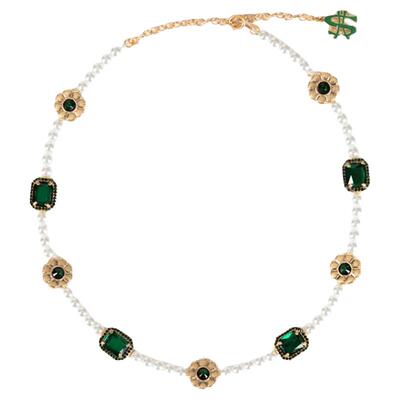 SALUTE ACADEMY x SUPPLIER 雏菊绿宝石珍珠项链嘻哈潮流街头男女