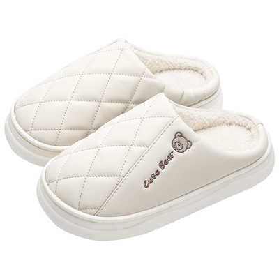 洁丽雅防水棉拖鞋情侣冬保暖防滑