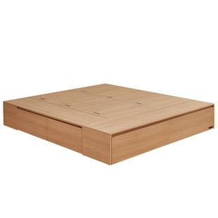 全友家居原木风小户型单人无床头储物床2025新款卧室双人榻榻米