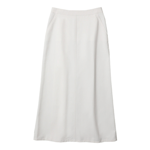 TANG TOWN 自制 夏季B入 新疆长绒棉佰搭極简后纽扣开衩直筒半裙