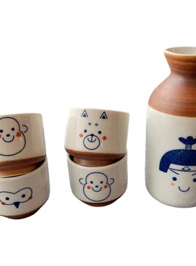 陶瓷清酒酒具桃太郎酒壶酒杯