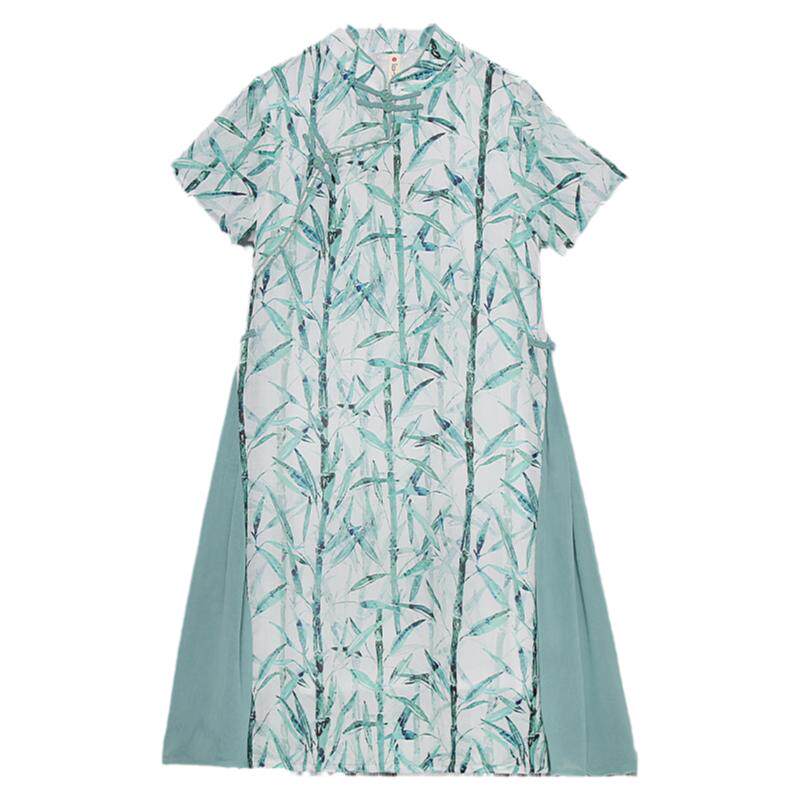 远镇国风复古天丝苎麻连衣裙茶服