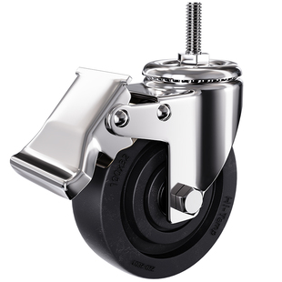 304不锈钢耐高温3寸4寸5寸M10M12M16丝杆玻纤电木定向万向刹车轮