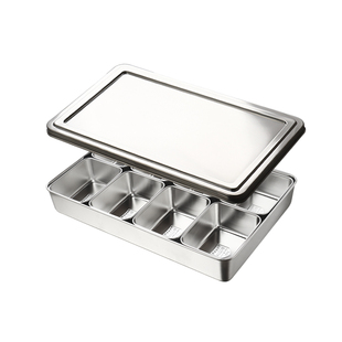 304不锈钢料理盆储备盘带盖蒸菜格分类盒子杂粮罐螺丝零件收纳盒