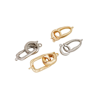 14K包金保色异形长方形椭圆形双圈连接扣diy珍珠手链项链饰品配件