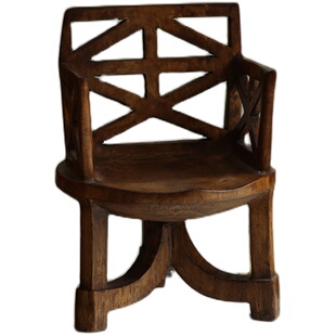 叕木|整木创意\非洲部落风全实木椅子侘寂风设计师原木艺术酋长椅