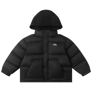 男童韩版羽绒棉连帽外套2025年冬季新款中大童假两件夹棉保暖棉服
