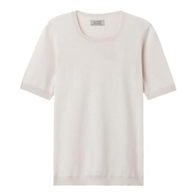 FALCONERI女原色Ultrafine山羊绒短袖圆领新年针织衫T恤DMM250A
