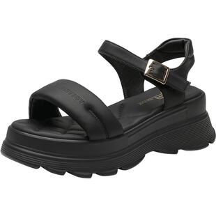 大东运动凉鞋女鞋2025夏季新款时尚休闲平底高跟魔术贴圆头X0129