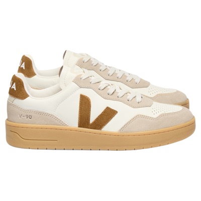 VEJA【官方正品】经典款 V90 米白色/驼色皮革厚底增高休闲鞋