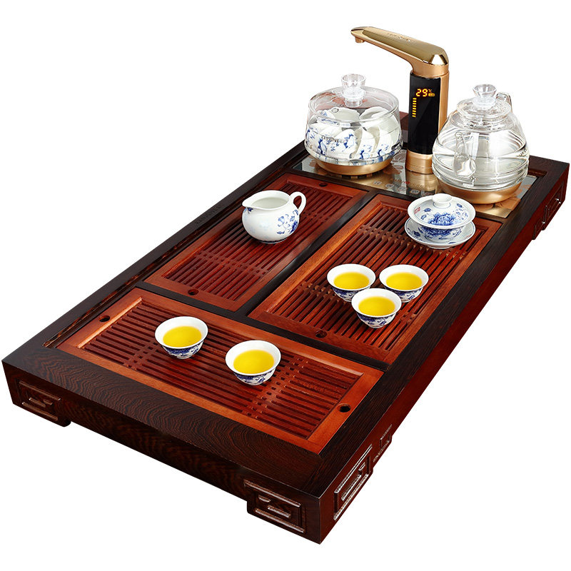 金灶鸡翅木智能煮水茶盘茶具套装