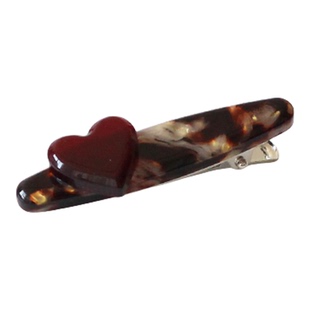 川野法式红色爱心醋酸椭圆发夹女新款轻奢百搭侧边碎发小夹子发饰