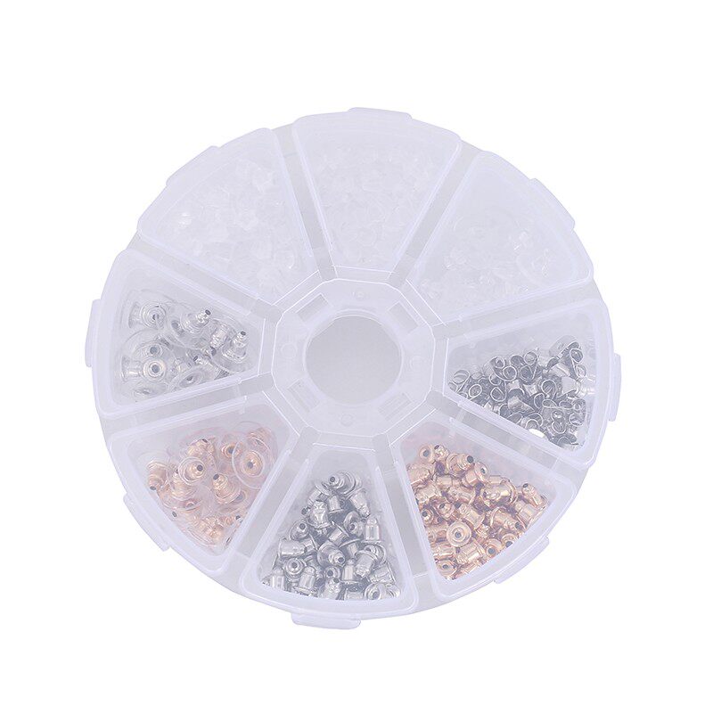 防过敏进口塑料耳堵耳塞纯银耳钉后堵头硅胶皮堵耳帽四叶草铂金堵