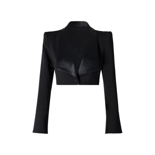 MD进进原创【完美赴约】2026春季百搭洋气时尚撞色长袖短西装外套