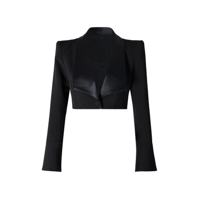 百搭洋气时尚撞色长袖短西装外套