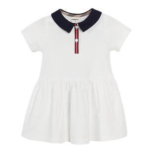 夏装新款女童学院风连衣裙纯棉白色学生裙洋气儿童公主裙班服园服