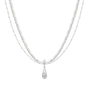 ASTRALIS·隐星｜拉丝天然巴洛克珍珠水滴双层项链女叠戴原创锁骨