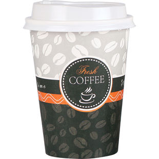 一次性纸杯子加厚带盖咖啡奶茶豆浆打包杯冷热饮杯外带商用纸杯