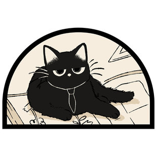 入户门地垫卡通半圆进门黑猫玄关垫子家用免打理耐脏防滑门外脚垫