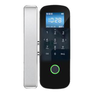 玻璃门公司办公室指纹锁门无框电子密码锁双门单门免开孔指纹锁