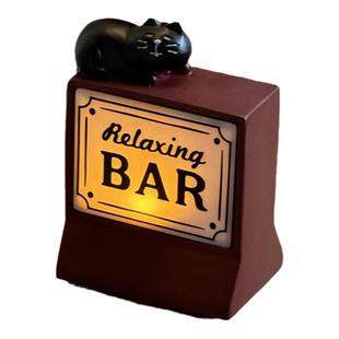 可爱猫咪酒吧台复古迷你桌面摆件客厅咖啡厅氛围灯装饰情人节礼物